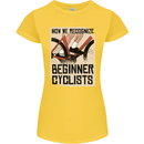 Novice Cyclists Funny Bicycle Cycling Womens Petite Cut T-Shirt Yellow
