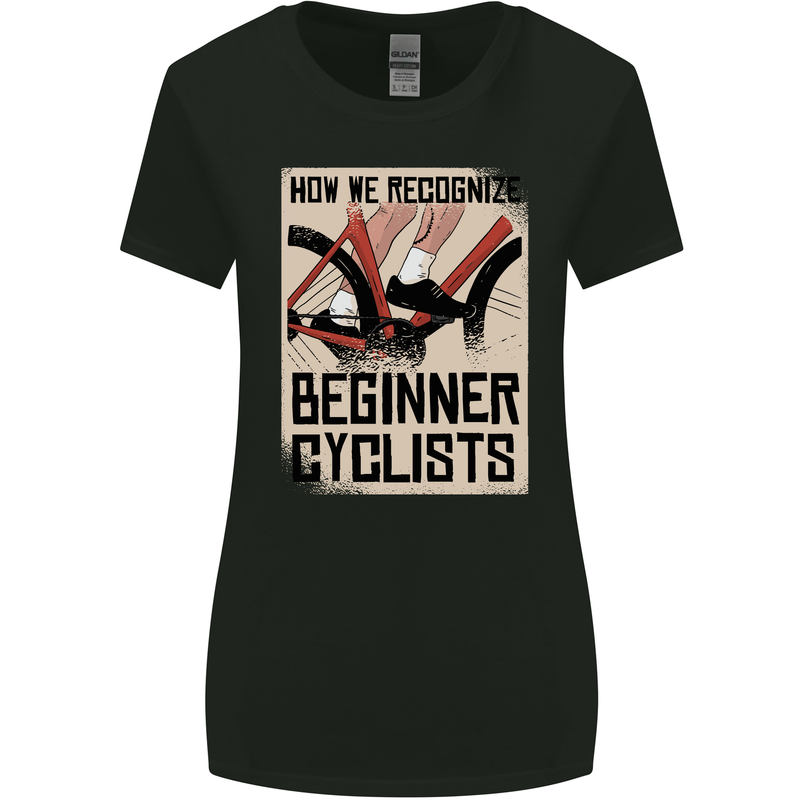 Novice Cyclists Funny Bicycle Cycling Womens Wider Cut T-Shirt Black