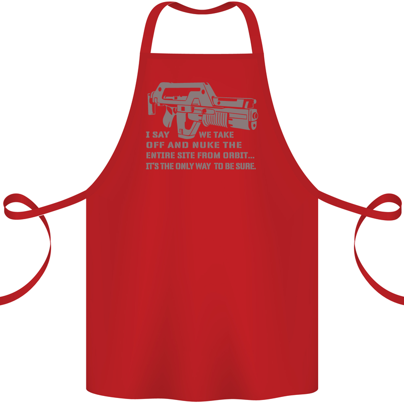 Nuke the Entire Site From Orbit Alien Cotton Apron 100% Organic Red