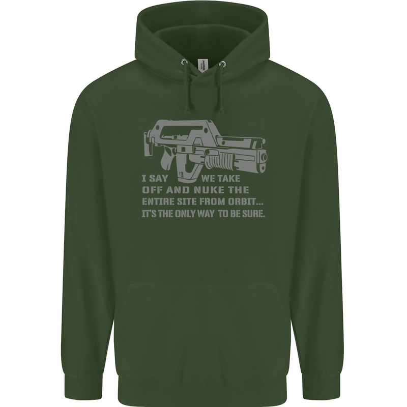 Nuke the Entire Site From Orbit Alien Mens 80% Cotton Hoodie Forest Green