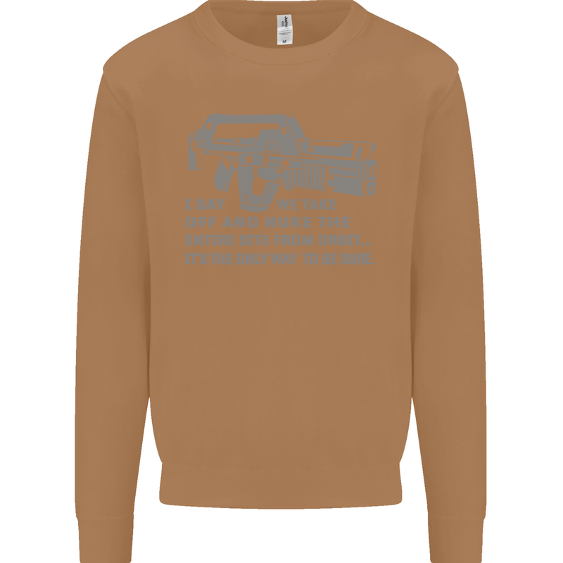 Nuke the Entire Site From Orbit Alien Mens Sweatshirt Jumper Caramel Latte