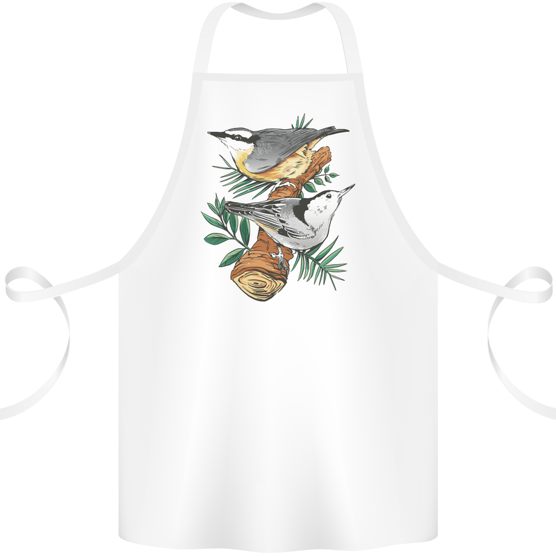 Nuthatch Garden Bird Watching Cotton Apron 100% Organic White