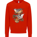 Nuthatch Garden Bird Watching Kids Sweatshirt Jumper Bright Red