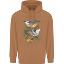 Nuthatch Garden Bird Watching Mens 80% Cotton Hoodie Caramel Latte