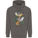 Nuthatch Garden Bird Watching Mens 80% Cotton Hoodie Charcoal