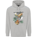 Nuthatch Garden Bird Watching Mens 80% Cotton Hoodie Sports Grey