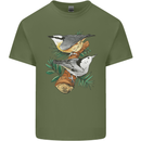 Nuthatch Garden Bird Watching Mens Cotton T-Shirt Tee Top Military Green
