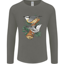 Nuthatch Garden Bird Watching Mens Long Sleeve T-Shirt Charcoal