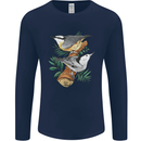 Nuthatch Garden Bird Watching Mens Long Sleeve T-Shirt Navy Blue