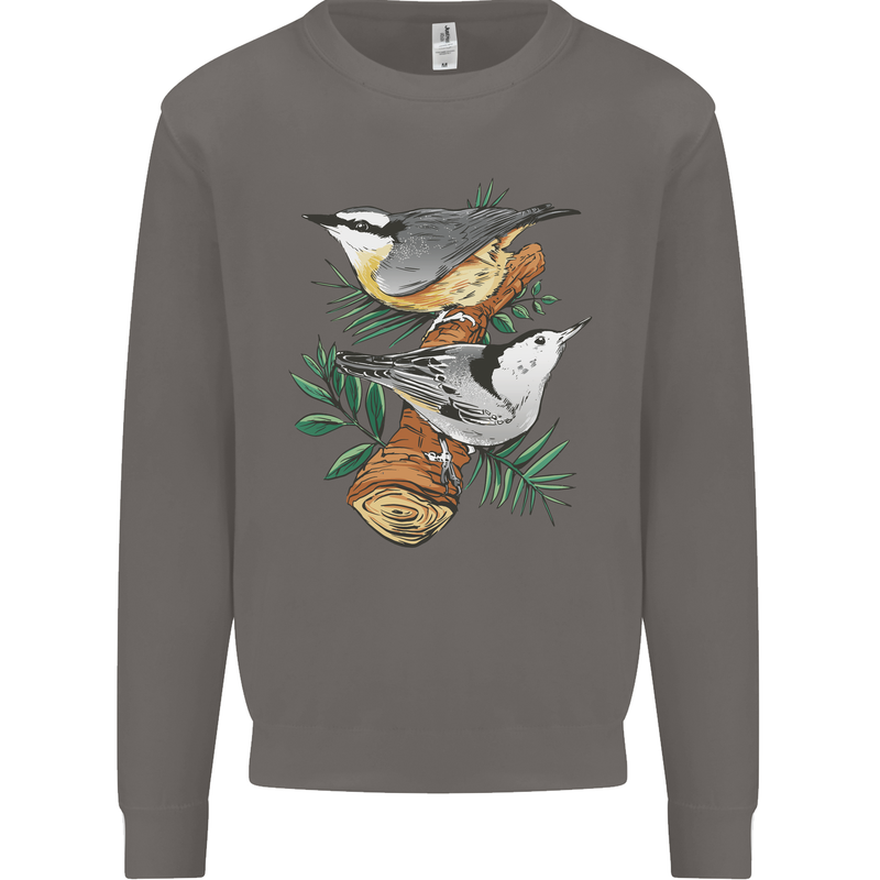 Nuthatch Garden Bird Watching Mens Sweatshirt Jumper Charcoal