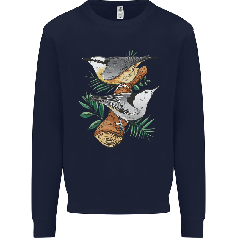 Nuthatch Garden Bird Watching Mens Sweatshirt Jumper Navy Blue