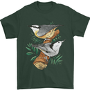 Nuthatch Garden Bird Watching Mens T-Shirt 100% Cotton Forest Green