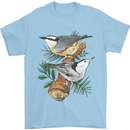 Nuthatch Garden Bird Watching Mens T-Shirt 100% Cotton Light Blue