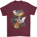 Nuthatch Garden Bird Watching Mens T-Shirt 100% Cotton Maroon