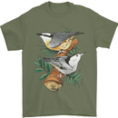 Nuthatch Garden Bird Watching Mens T-Shirt 100% Cotton Military Green