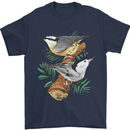 Nuthatch Garden Bird Watching Mens T-Shirt 100% Cotton Navy Blue