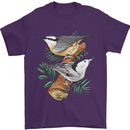 Nuthatch Garden Bird Watching Mens T-Shirt 100% Cotton Purple