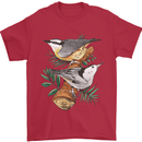 Nuthatch Garden Bird Watching Mens T-Shirt 100% Cotton Red