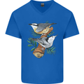 Nuthatch Garden Bird Watching Mens V-Neck Cotton T-Shirt Royal Blue