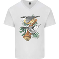 Nuthatch Garden Bird Watching Mens V-Neck Cotton T-Shirt White