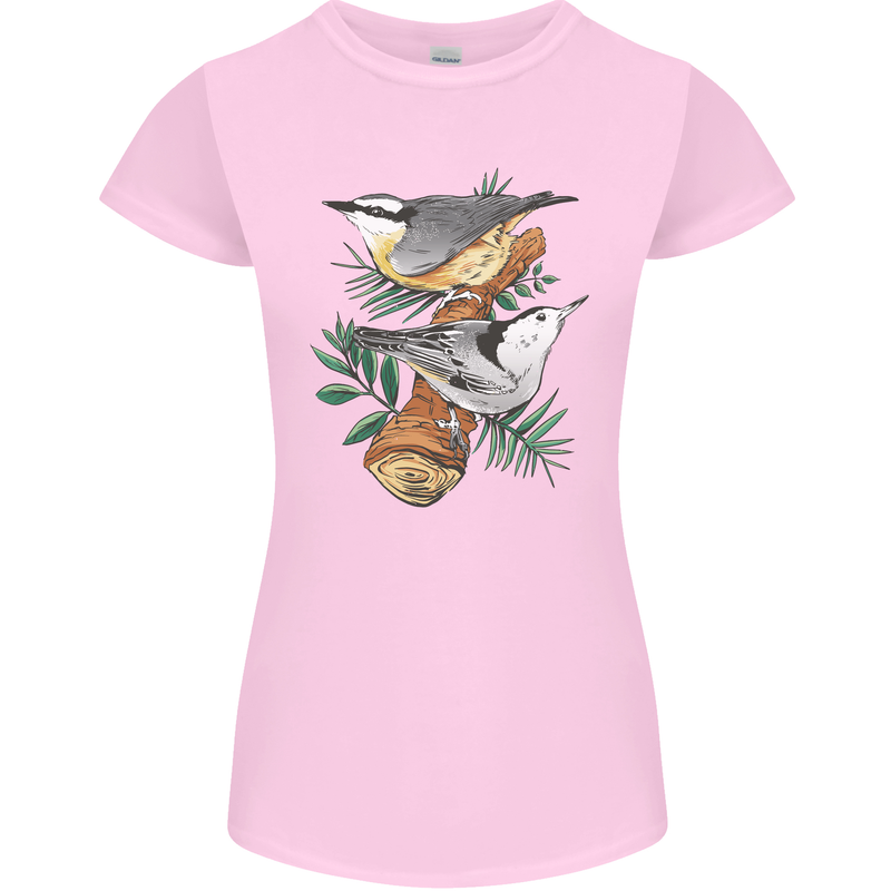 Nuthatch Garden Bird Watching Womens Petite Cut T-Shirt Light Pink