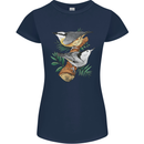 Nuthatch Garden Bird Watching Womens Petite Cut T-Shirt Navy Blue