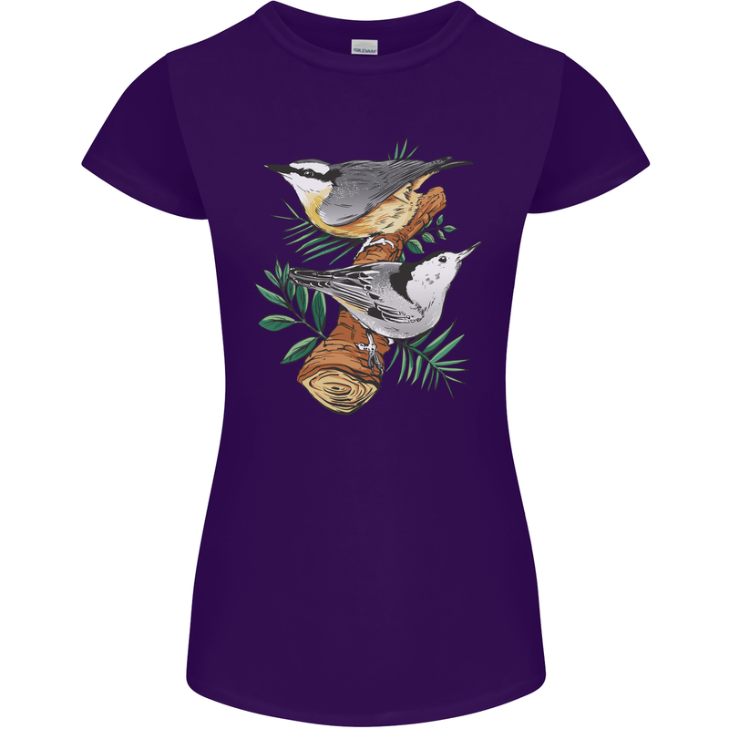 Nuthatch Garden Bird Watching Womens Petite Cut T-Shirt Purple