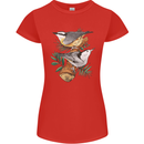 Nuthatch Garden Bird Watching Womens Petite Cut T-Shirt Red