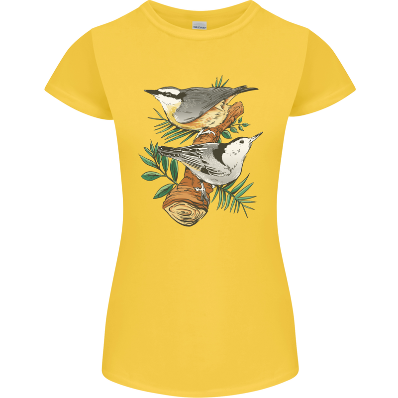 Nuthatch Garden Bird Watching Womens Petite Cut T-Shirt Yellow