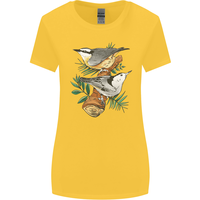 Nuthatch Garden Bird Watching Womens Wider Cut T-Shirt Yellow
