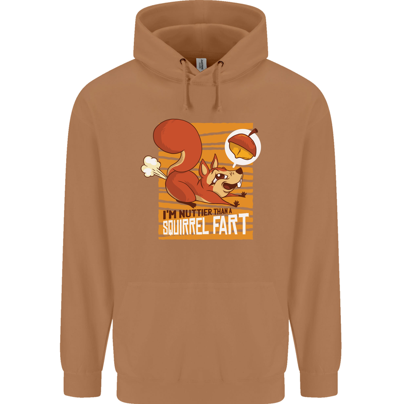 Nuttieer Than a Squirrel Fart Funny Farting Mens 80% Cotton Hoodie Caramel Latte