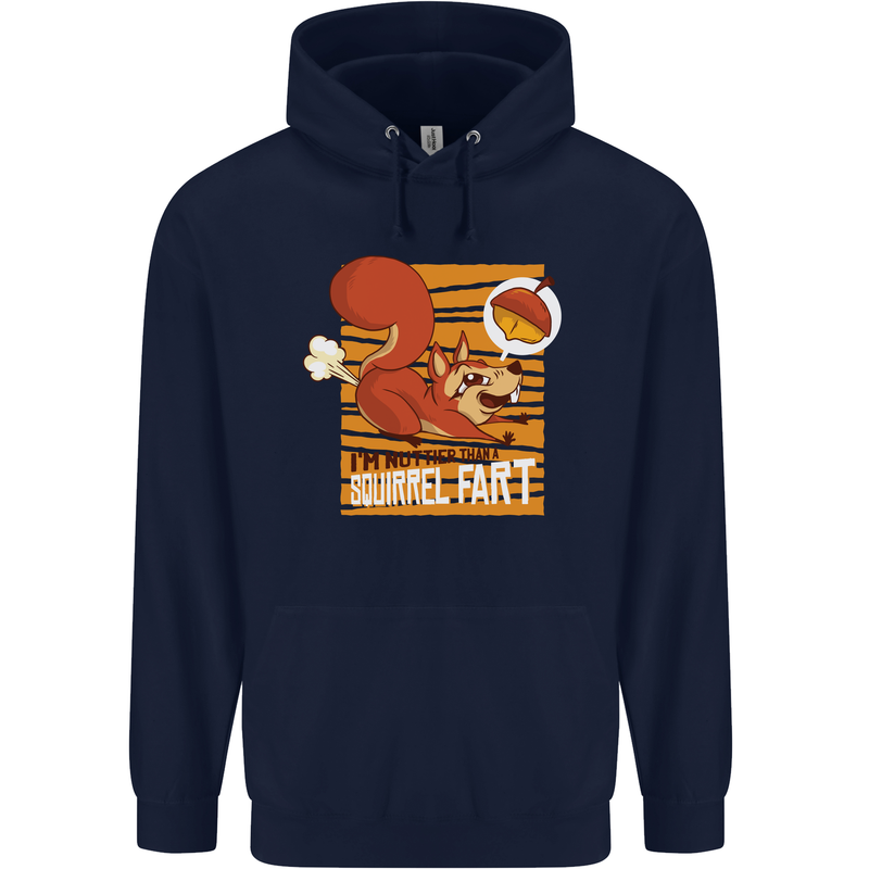 Nuttieer Than a Squirrel Fart Funny Farting Mens 80% Cotton Hoodie Navy Blue