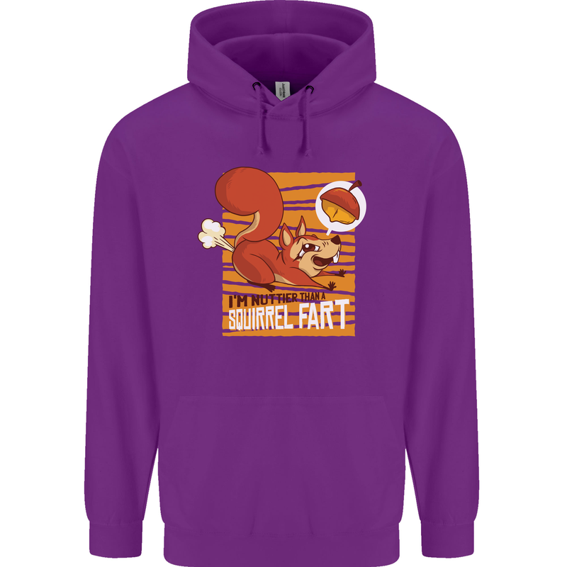 Nuttieer Than a Squirrel Fart Funny Farting Mens 80% Cotton Hoodie Purple