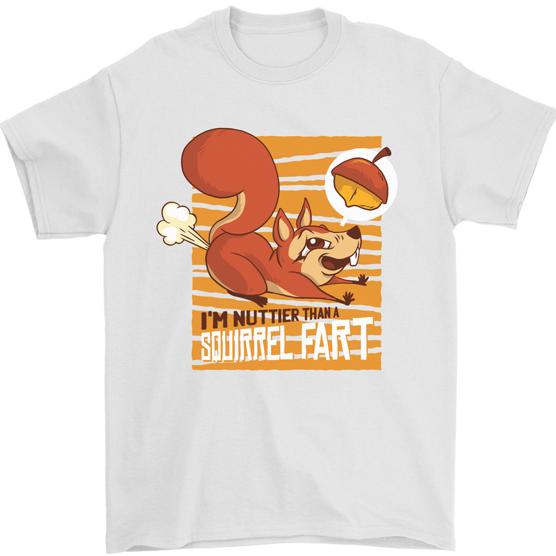 Nuttieer Than a Squirrel Fart Funny Farting Mens T-Shirt Cotton Gildan White