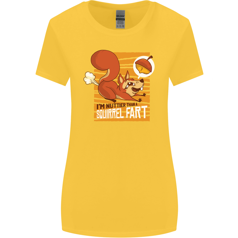 Nuttieer Than a Squirrel Fart Funny Farting Womens Wider Cut T-Shirt Yellow