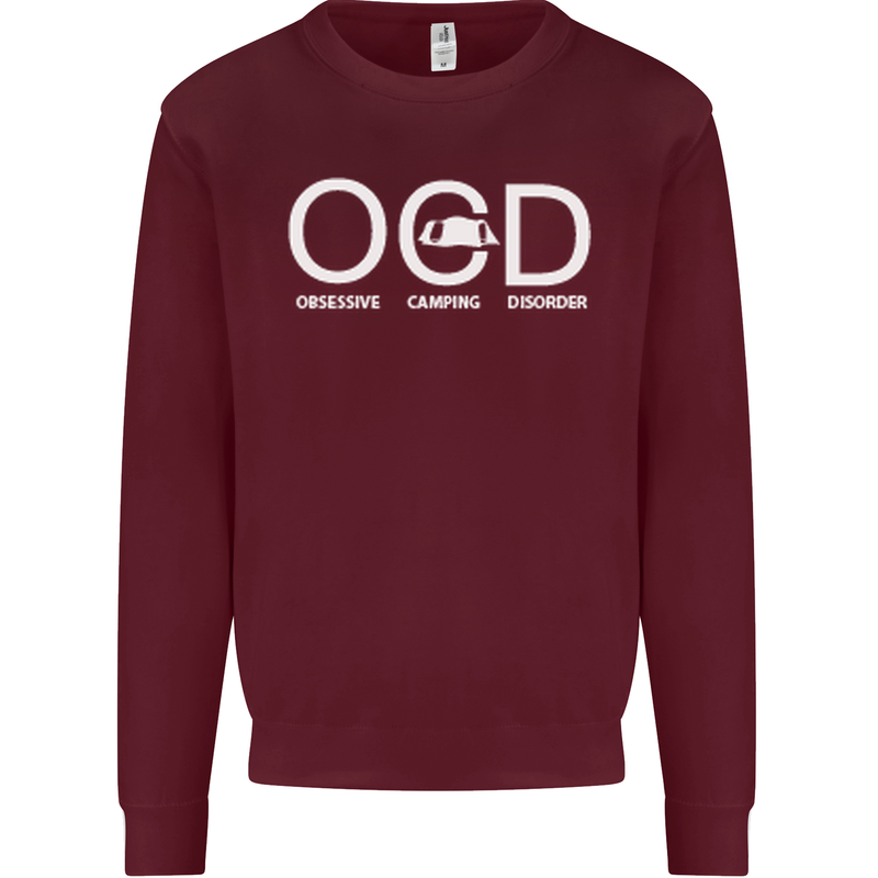 OCD Obsessive Camping Disorder Kids Sweatshirt Jumper Maroon