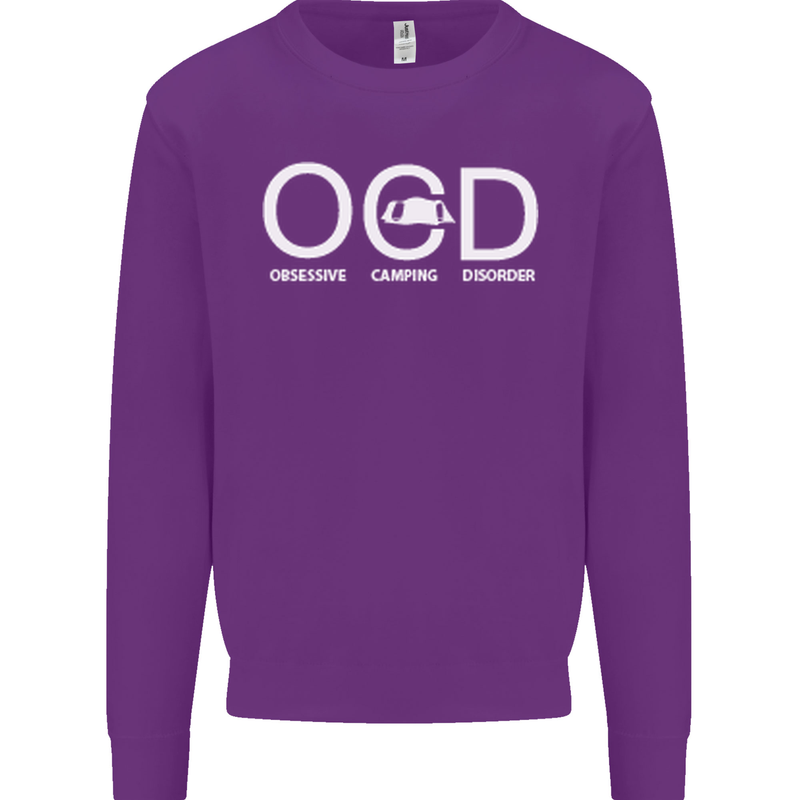 OCD Obsessive Camping Disorder Kids Sweatshirt Jumper Purple