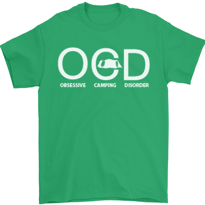 OCD Obsessive Camping Disorder Mens T-Shirt Cotton Gildan Irish Green