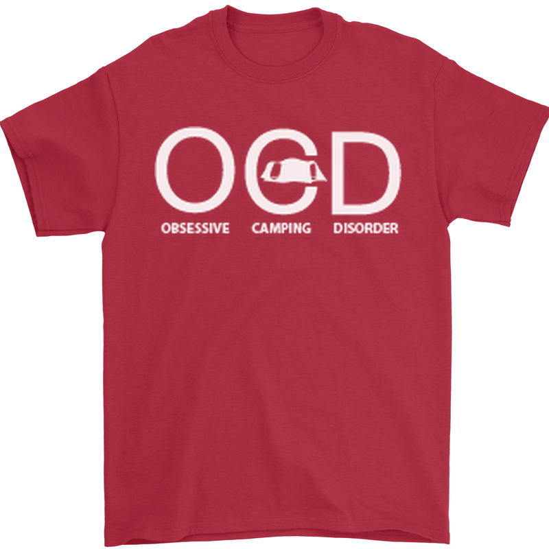 OCD Obsessive Camping Disorder Mens T-Shirt Cotton Gildan Red