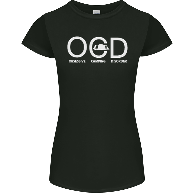 OCD Obsessive Camping Disorder Womens Petite Cut T-Shirt Black