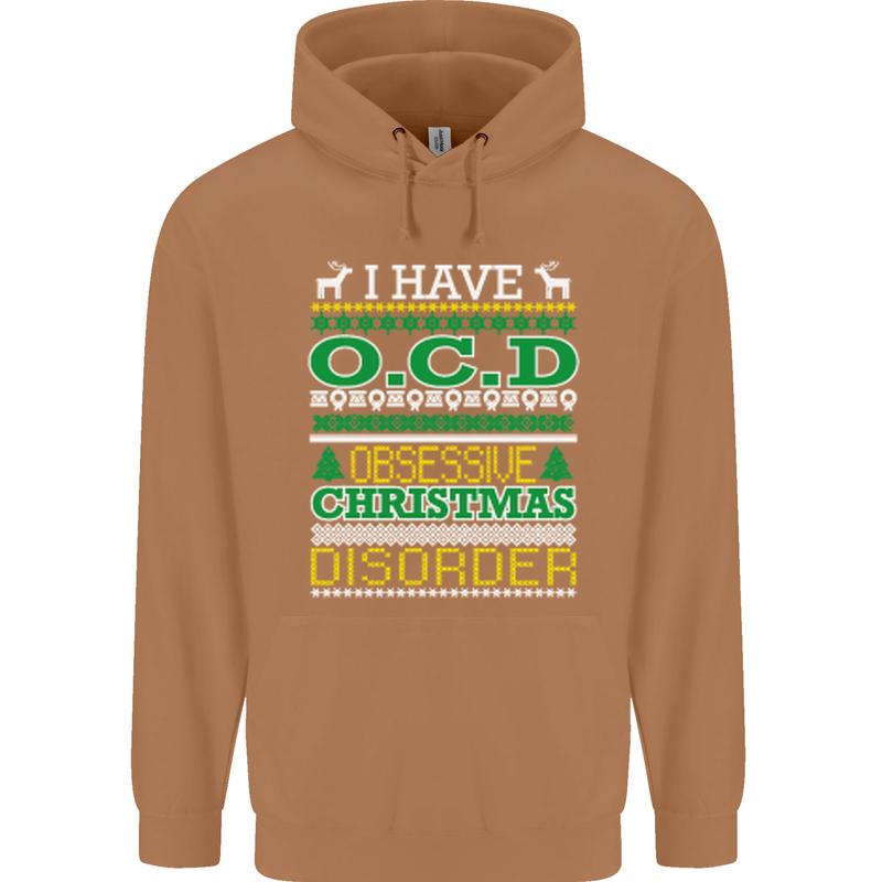 OCD Obsessive Christmas Disorder Mens 80% Cotton Hoodie Caramel Latte
