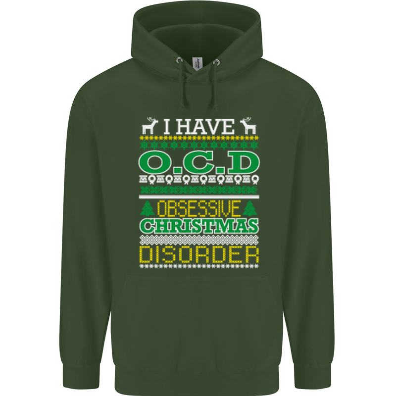 OCD Obsessive Christmas Disorder Mens 80% Cotton Hoodie Forest Green
