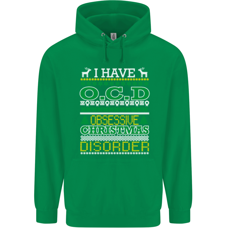 OCD Obsessive Christmas Disorder Mens 80% Cotton Hoodie Irish Green