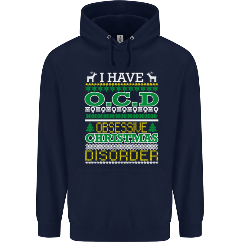 OCD Obsessive Christmas Disorder Mens 80% Cotton Hoodie Navy Blue