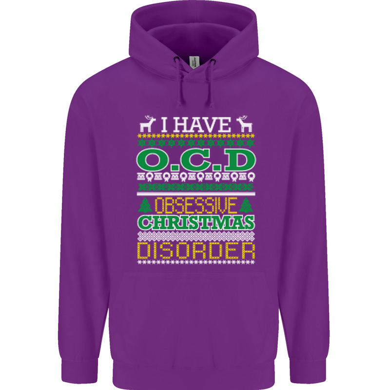 OCD Obsessive Christmas Disorder Mens 80% Cotton Hoodie Purple