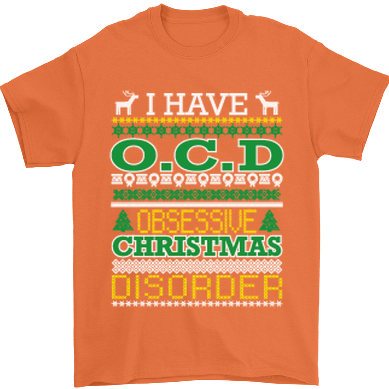 OCD Obsessive Christmas Disorder Mens T-Shirt Cotton Gildan Orange