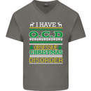 OCD Obsessive Christmas Disorder Mens V-Neck Cotton T-Shirt Charcoal