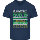 OCD Obsessive Christmas Disorder Mens V-Neck Cotton T-Shirt Navy Blue