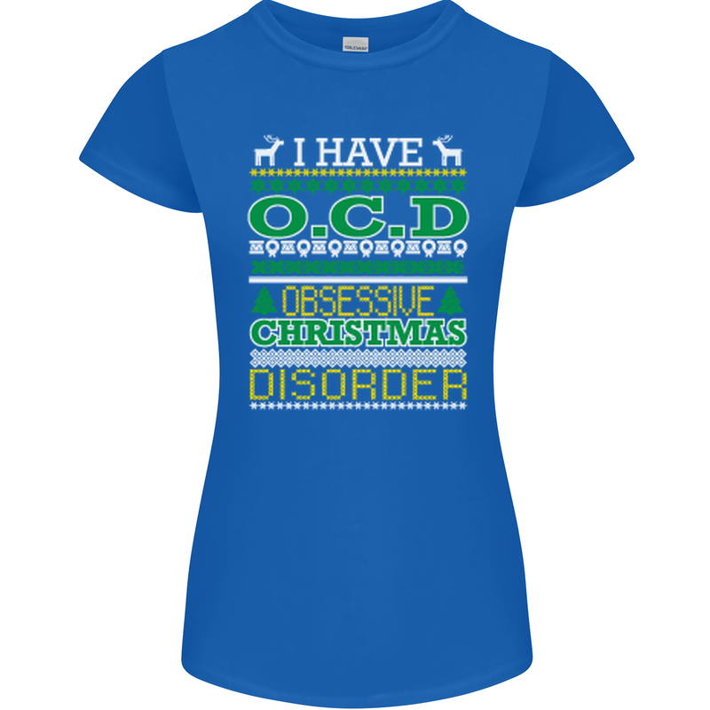 OCD Obsessive Christmas Disorder Womens Petite Cut T-Shirt Royal Blue
