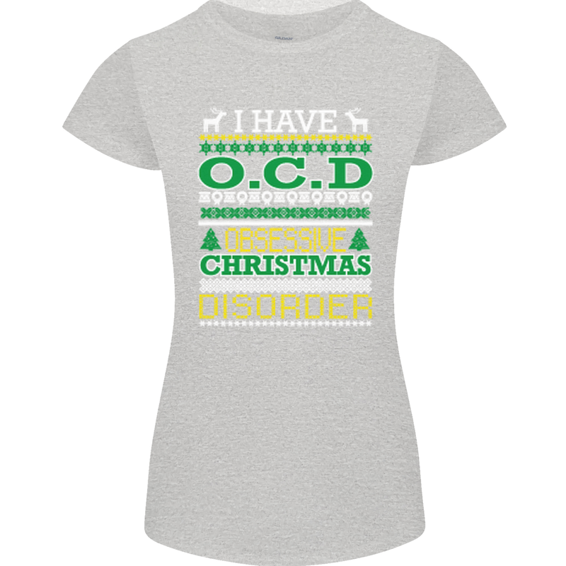 OCD Obsessive Christmas Disorder Womens Petite Cut T-Shirt Sports Grey